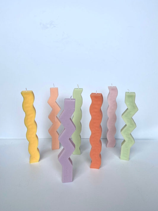 Squiggly & Zig Zag taper candles - Kendall's Kandles